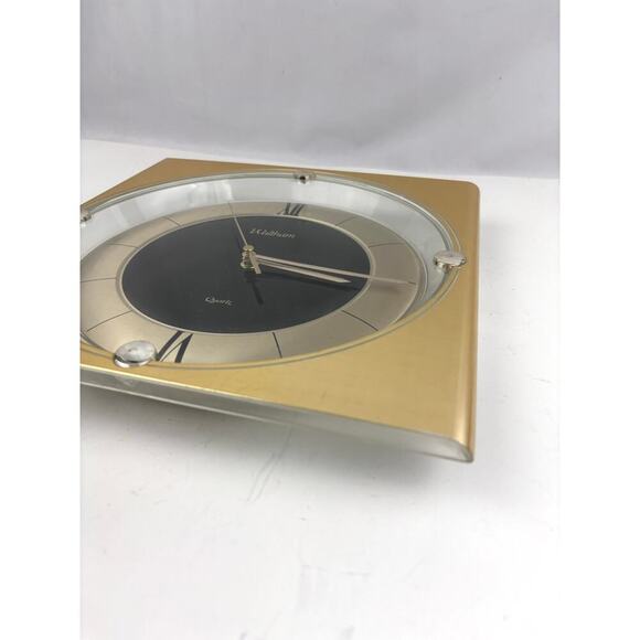 VTG Waltham Spartus 11" Quartz Wall Collectible Clock 80s Gold WORKS - Picture 7 of 16